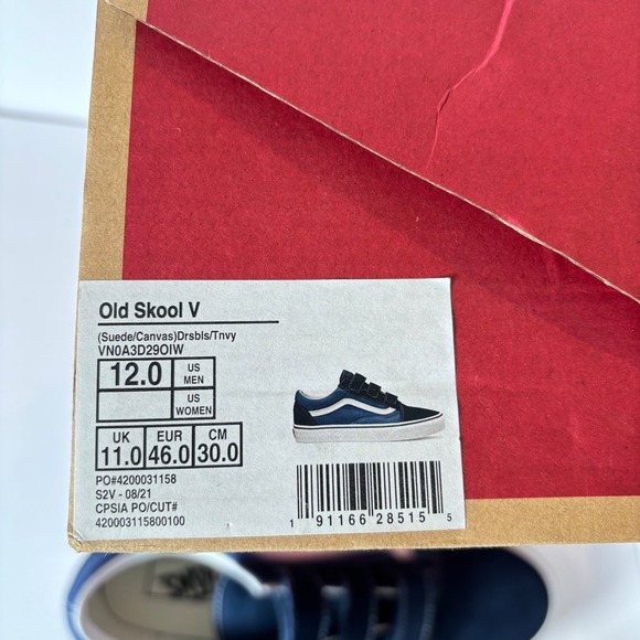Vans Old Skool V Mens Shoes Size 12 Blue Hook Loop Suede Canvas New *Read - Picture 9 of 10